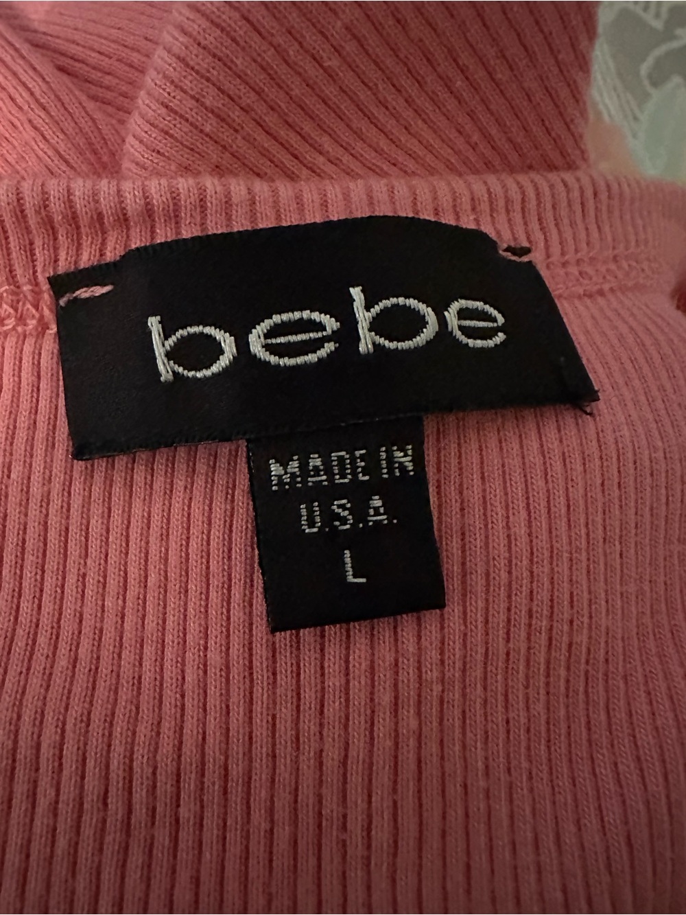 bebe Pink Ribbed Tank with Rhinestone Logo - Picture 3 of 3
